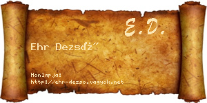 Ehr Dezső névjegykártya
